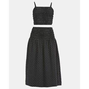 NWT, SZ L, COTTON Cami Top & Maxi Skirt 2-Pc Set, Black